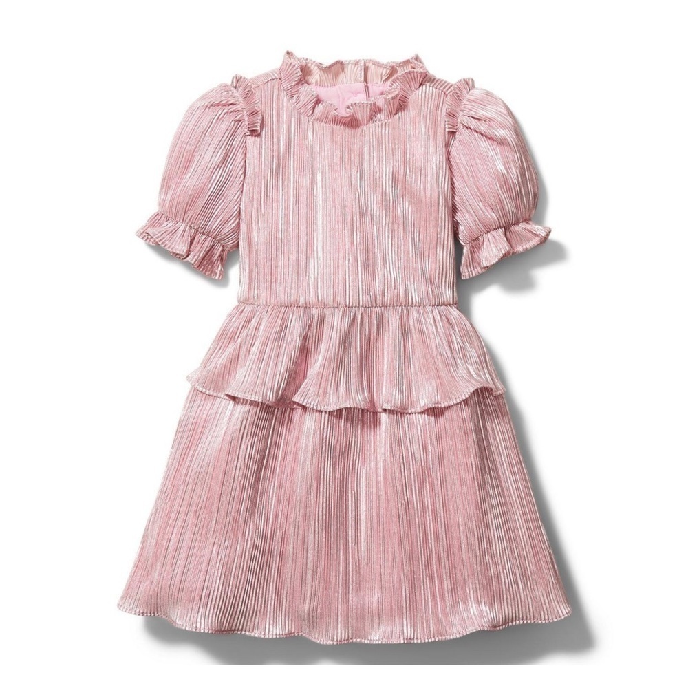 RACHEL ZOE PINK PLISSE PUFF SLEEVE DRESS